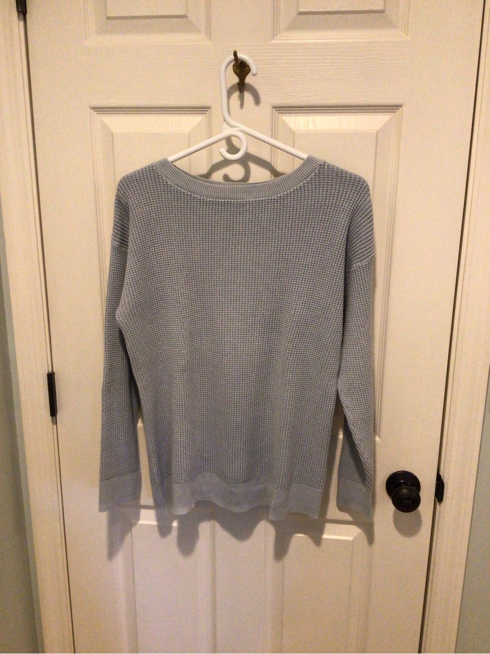 L.L. Bean Light Blue Waffle Knit Crewneck Sweater